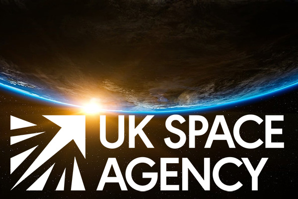 UK Space Agency logo over an image of the Earth from orbit